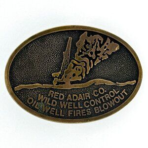 Vintage Red Adair Co. Belt Buckle | Oil Well Control Firefighter | Western